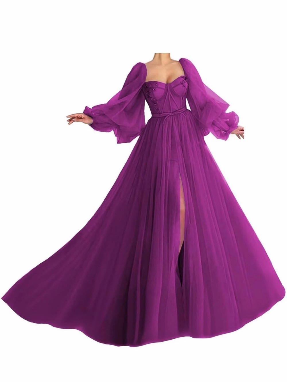 Fuchsia Off-Shoulder Tulle Evening Gown
